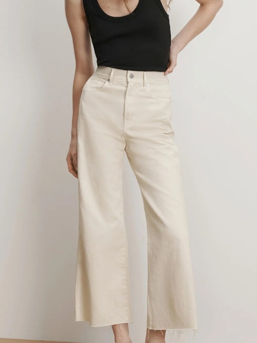 Veronica Beard Taylor Wide Leg Crop High Rise Ofd White Jeans